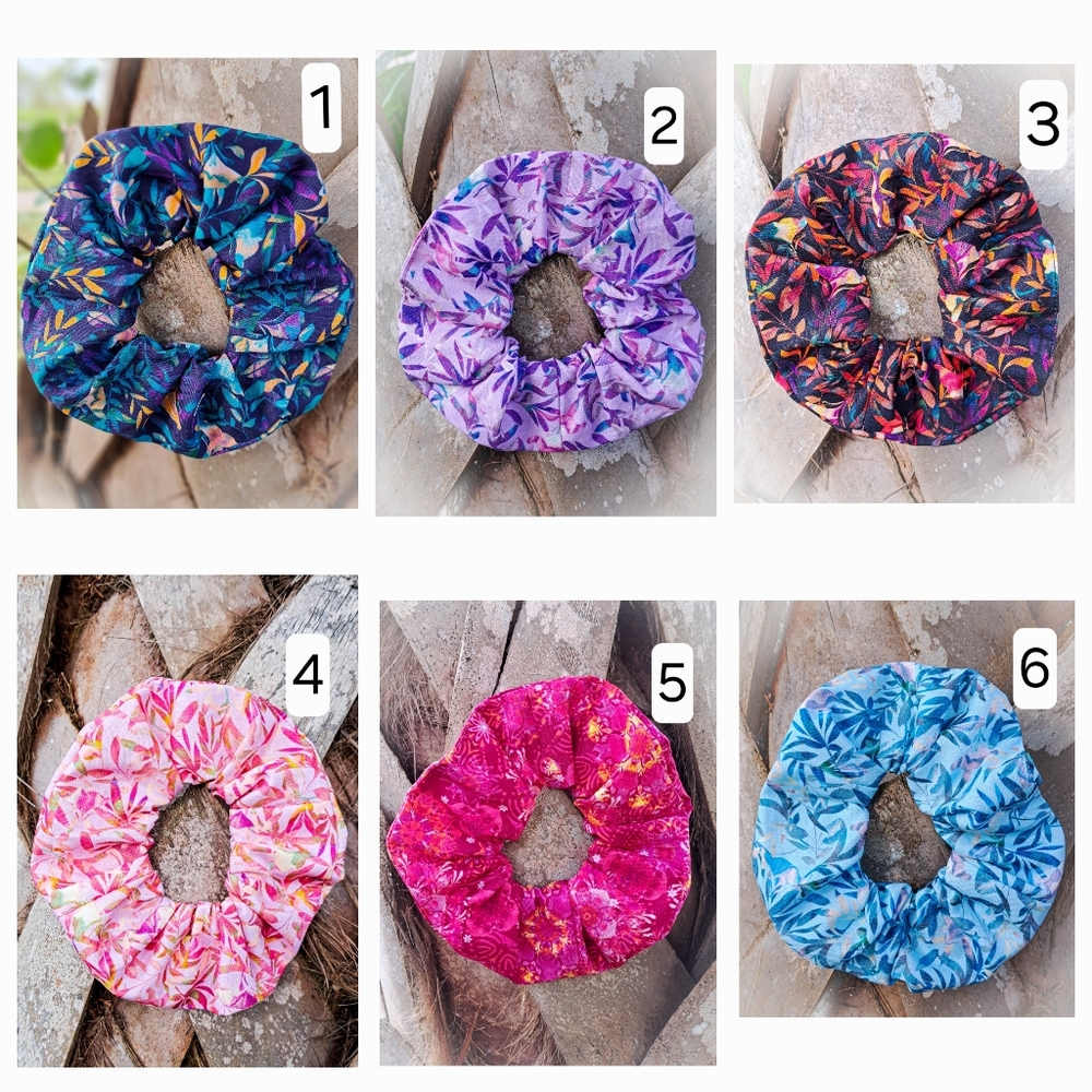 ONE Scrunchie 100% Cotton Abstract Nature Blue Pink Black Lilac Collection #13